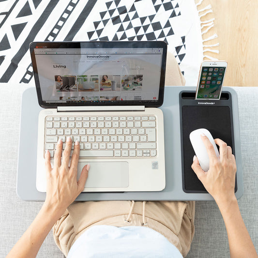 Portable XL Laptop Desk with Cushion, Mousepad & Phone Holder